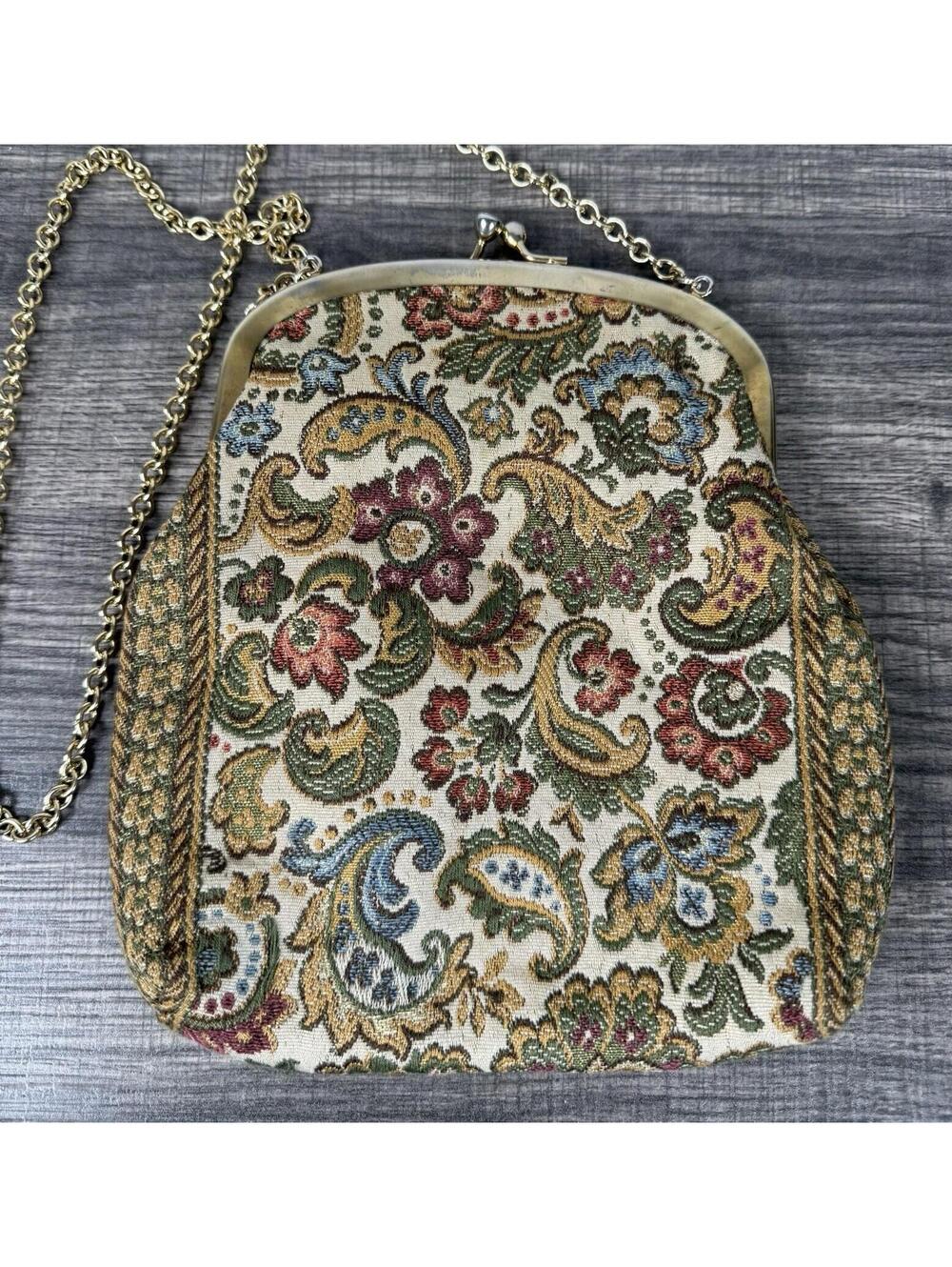 Vintage Walborg Floral Tapestry Purse Italy Romantic Cottagecore